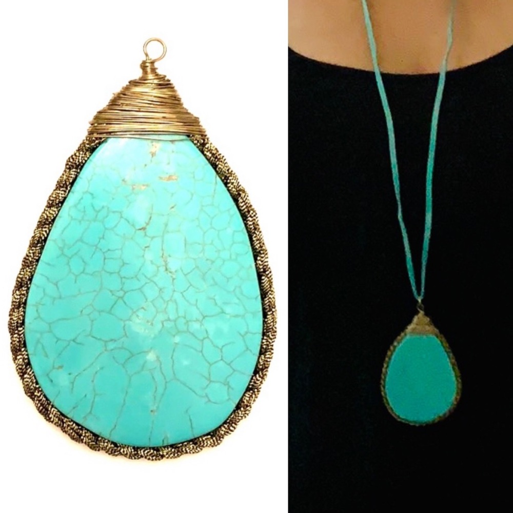 Turquoise Pendant Adjustable Necklace